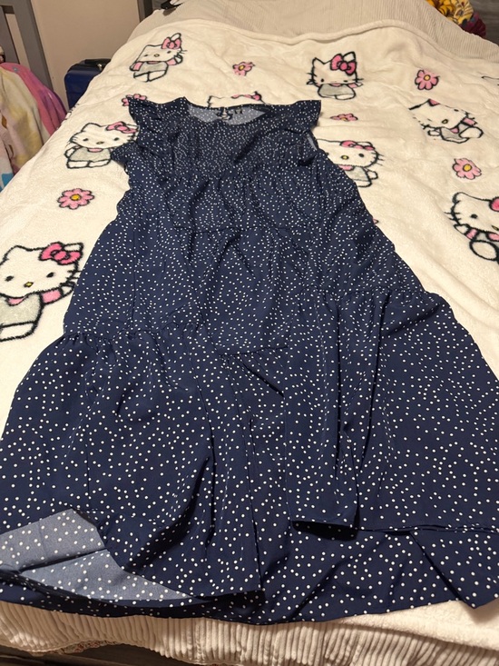 Dresses & Skirts - Navy Blue Polka Dot Tiered Midi Dress